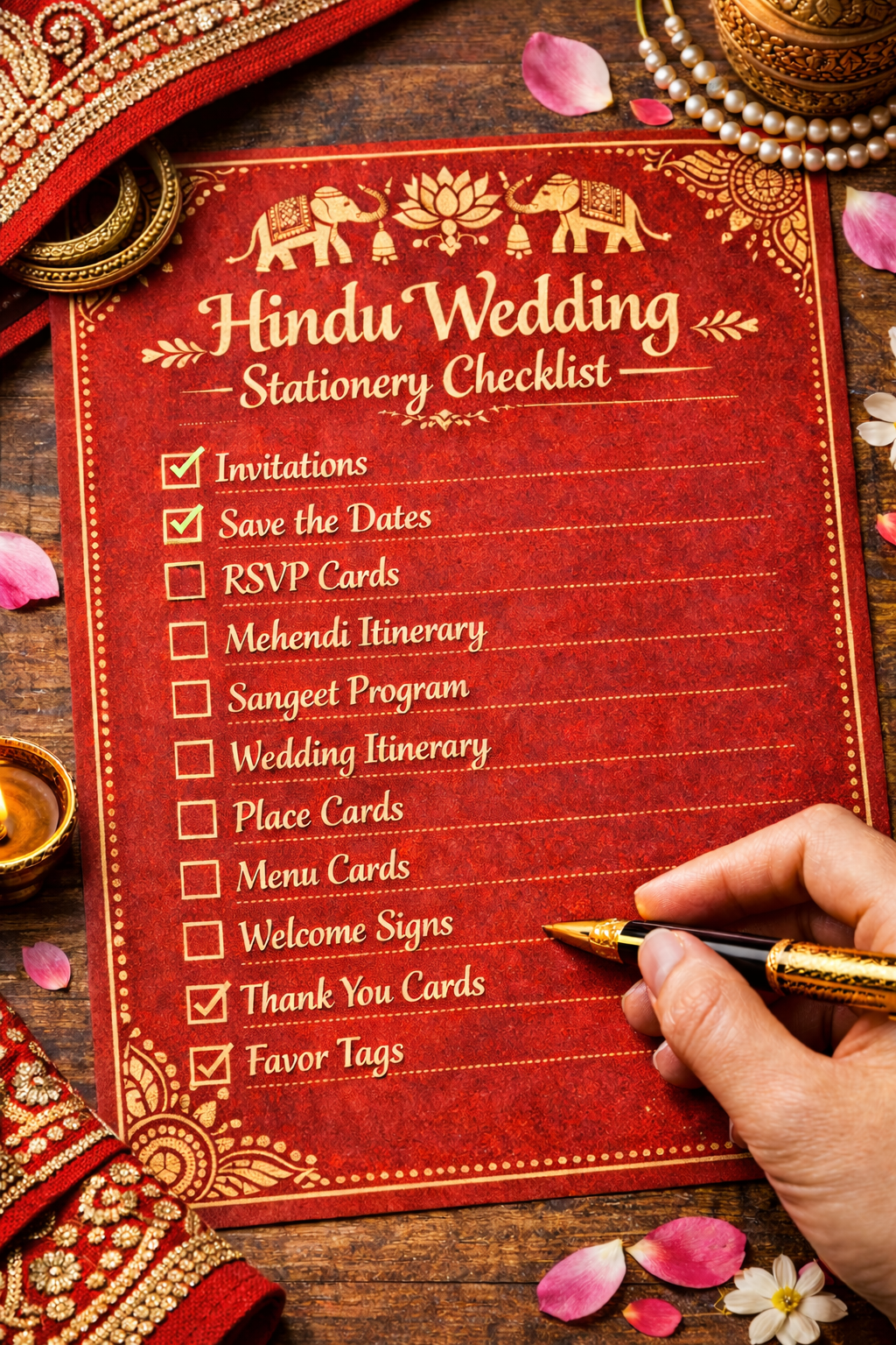 Elegant Hindu wedding invitation card